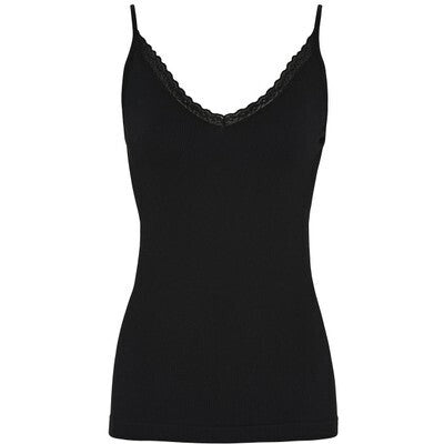 Top - MOLLY RIB VEST - Nero