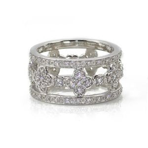 Juleo Jewellery - Clover Wide Band with Pave Cubic Zirconia