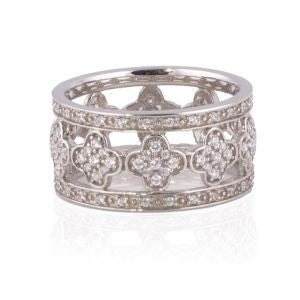 Juleo Jewellery - Clover Wide Band Cubic Zirconia