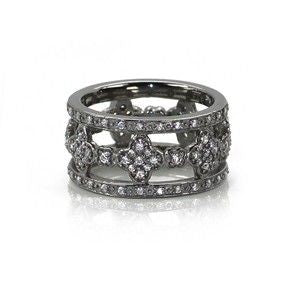 Juleo Jewellery - Clover Wide Band with Pave Cubic Zirconia - Black Rhodium