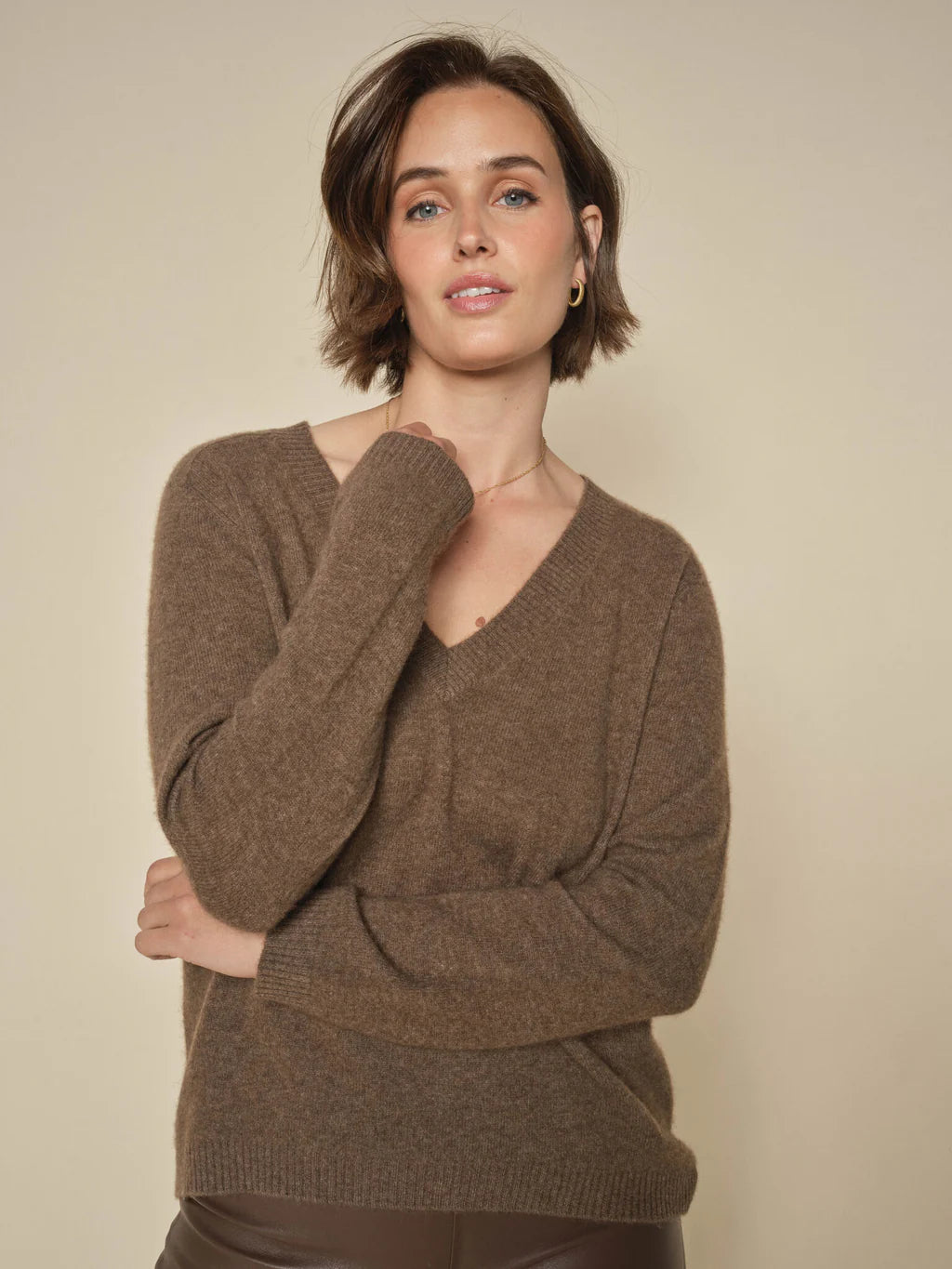 Jumper - ARLIE CASHMERE V-NECK KNIT - Rain Drum