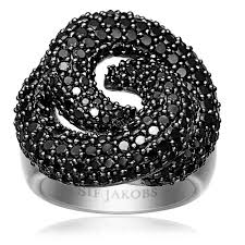 SIF JAKOBS - Bovalino Ring - 925 Sterling Silver - Black Cubic Zirconia