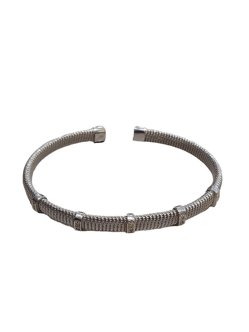 Juleo Jewellery - Chunky Sterling Silver and Diamond Bangle