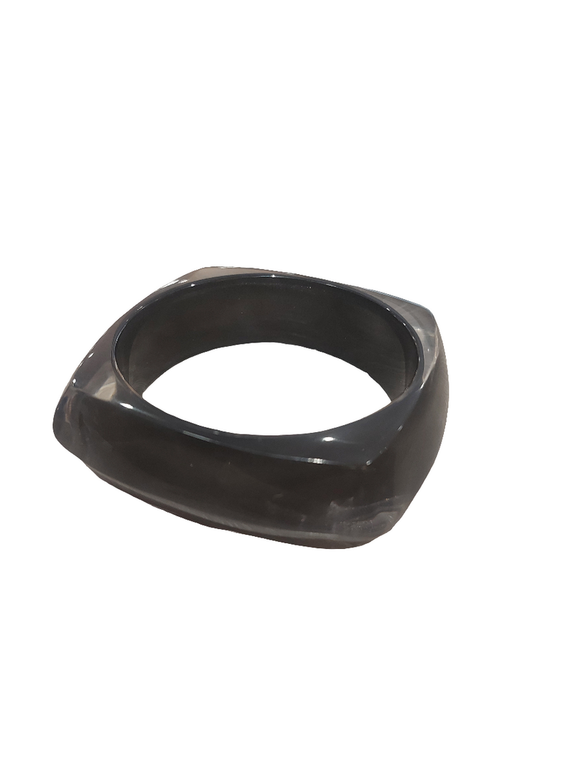 SIF JAKOBS- Isola Bangle Collection- Silver Grey Square - Clear Resin