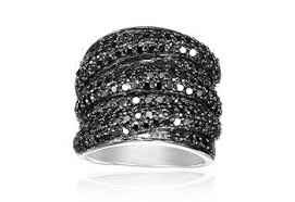 SIF JAKOBS - Catania Ring -Sterling Silver - Black Cubic Zirconia