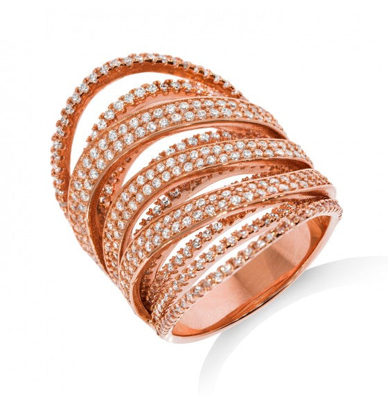 J-JAZ - Tiggy Ring - 925 Sterling Silver - Rose Gold Plating