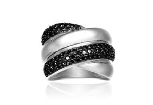 SIF JAKOBS - Livorno Ring - 925 Sterling Silver - Black Cubic Zirconia