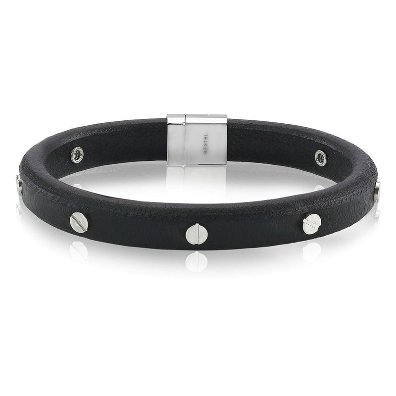 SIF JAKOBS- Maiolo Grande Leather Bracelet - Stainless Steel