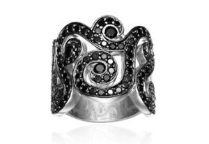 SIF JAKOBS - Mezzani Ring- 925 Sterling Silver - Black Cubic Zirconia