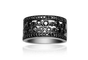 SIF JAKOBS-Sardinien Ring - 925 Sterling Silver - Black Cubic Zirconia