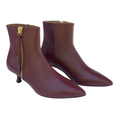 Boots - Bordeaux Nappa Boot with Gold Zip